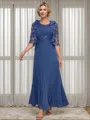 A-line Scoop Appliques Lace Ankle-Length Chiffon Mother of the Bride Dress