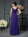 A-Line/Princess V-neck Floor-Length Chiffon Mother of the Bride Dresses With Beading