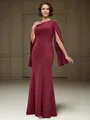 Sheath Scoop Long Sleeves Rhinestone Floor-Length Stretch Crepe Mother of the Bride Dress