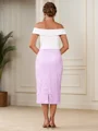 Sheath Off-the-Shoulder Appliques Lace Tea-Length Satin Mother of the Bride Dress