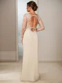 Sheath Scoop Long Sleeves Appliques Lace Floor-Length Chiffon Mother of the Bride Dress