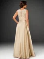 A-line Scoop Appliques Lace Asymmetrical Satin Mother of the Bride Dress