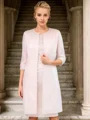 Sheath Scoop 3/4 Sleeves Appliques Lace Knee-Length Satin Mother of the Bride Dress