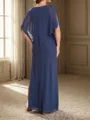 Sheath V-neck 1/2 Sleeves Ruffles Floor-Length Chiffon Mother of the Bride Dress
