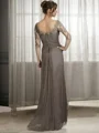Sheath Scoop 3/4 Sleeves Appliques Lace Floor-Length Chiffon Mother of the Bride Dress