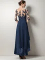 A-line Bateau 1/2 Sleeves Appliques Lace Asymmetrical Chiffon Mother of the Bride Dress