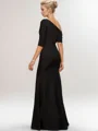 Sheath One-Shoulder Short Sleeves Ruffles Floor-Length Stretch Crepe Mother of the Bride Dress