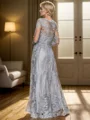 A-line V-neck Long Sleeves Ruffles Floor-Length Lace Mother of the Bride Dress