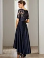 A-line Bateau 1/2 Sleeves Appliques Lace Ankle-Length Satin Mother of the Bride Dress