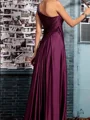 A-line One-Shoulder Pleated Floor-Length Silk Like Satin Mother of the Bride Dress
