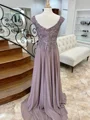 A-line Square Appliques Lace Sweep Train Chiffon Mother of the Bride Dress