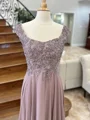 A-line Square Appliques Lace Sweep Train Chiffon Mother of the Bride Dress