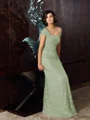 A-Line/Princess Off-the-Shoulder Floor-Length Chiffon Mother of the Bride Dresses With Appliques Lace