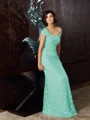 A-Line/Princess Off-the-Shoulder Floor-Length Chiffon Mother of the Bride Dresses With Appliques Lace