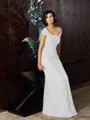 A-Line/Princess Off-the-Shoulder Floor-Length Chiffon Mother of the Bride Dresses With Appliques Lace