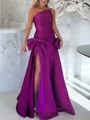 Sheath/Column Satin One-Shoulder Sleeveless Floor-Length Dress
