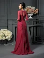 A-Line/Princess Scoop Sweep Train Chiffon Mother of the Bride Dresses With Appliques Lace