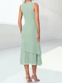 A-line Scoop Cascading Ruffles Tea-Length Chiffon Mother of the Bride Dress