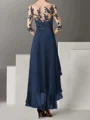 A-line Scoop 3/4 Sleeves Appliques Lace Asymmetrical Chiffon Mother of the Bride Dress