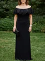 Sheath Off-the-Shoulder Pleated Floor-Length Chiffon Mother of the Bride Dress
