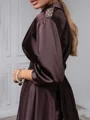 A-line V-neck 3/4 Sleeves Beading Tea-Length Silk Like Satin Mother of the Bride Dress