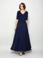 A-Line/Princess V-neck Ankle-Length Chiffon Mother of the Bride Dresses