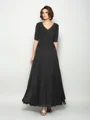 A-Line/Princess V-neck Ankle-Length Chiffon Mother of the Bride Dresses