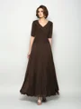 A-Line/Princess V-neck Ankle-Length Chiffon Mother of the Bride Dresses