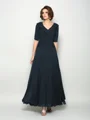 A-Line/Princess V-neck Ankle-Length Chiffon Mother of the Bride Dresses