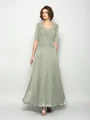 A-Line/Princess V-neck Ankle-Length Chiffon Mother of the Bride Dresses