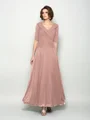 A-Line/Princess V-neck Ankle-Length Chiffon Mother of the Bride Dresses