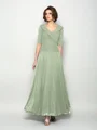 A-Line/Princess V-neck Ankle-Length Chiffon Mother of the Bride Dresses