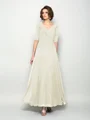 A-Line/Princess V-neck Ankle-Length Chiffon Mother of the Bride Dresses