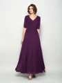 A-Line/Princess V-neck Ankle-Length Chiffon Mother of the Bride Dresses