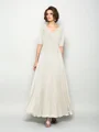 A-Line/Princess V-neck Ankle-Length Chiffon Mother of the Bride Dresses
