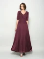 A-Line/Princess V-neck Ankle-Length Chiffon Mother of the Bride Dresses
