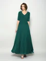 A-Line/Princess V-neck Ankle-Length Chiffon Mother of the Bride Dresses