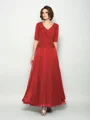 A-Line/Princess V-neck Ankle-Length Chiffon Mother of the Bride Dresses
