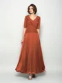 A-Line/Princess V-neck Ankle-Length Chiffon Mother of the Bride Dresses