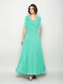 A-Line/Princess V-neck Ankle-Length Chiffon Mother of the Bride Dresses
