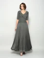 A-Line/Princess V-neck Ankle-Length Chiffon Mother of the Bride Dresses