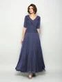 A-Line/Princess V-neck Ankle-Length Chiffon Mother of the Bride Dresses