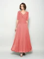A-Line/Princess V-neck Ankle-Length Chiffon Mother of the Bride Dresses
