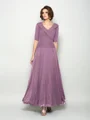 A-Line/Princess V-neck Ankle-Length Chiffon Mother of the Bride Dresses