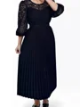 A-line Scoop 3/4 Sleeves Appliques Lace Ankle-Length Chiffon Mother of the Bride Dress