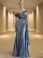 Sheath/Column Silk like Satin One Shoulder Sleeveless Floor-Length Mother of the Bride Dress