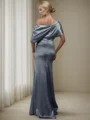 Sheath/Column Silk like Satin One Shoulder 1/2 Sleeves Floor-Length Leg Slit Mother of the Bride Dress