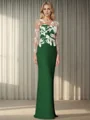 Sheath/Column Stretch Crepe Scoop Long Sleeves Floor-Length Mother of the Bride Dress