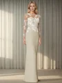 Sheath/Column Stretch Crepe Scoop Long Sleeves Floor-Length Mother of the Bride Dress