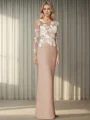 Sheath/Column Stretch Crepe Scoop Long Sleeves Floor-Length Mother of the Bride Dress